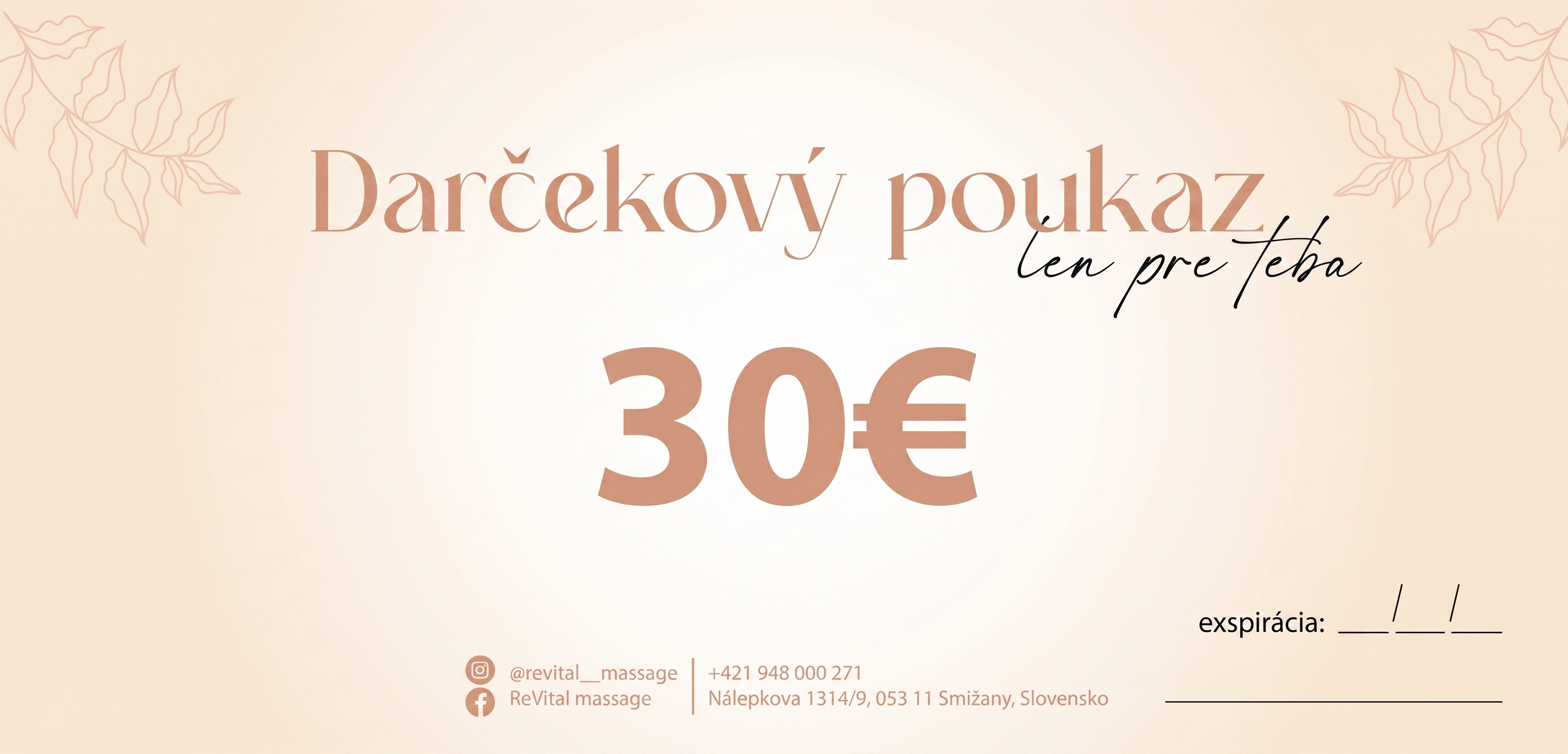 Darčekový poukaz ReVital massage